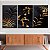 Quadro Decorativo Canvas Trio Folhagens Abstratas Preto e Dourado - Imagem 2