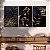 Quadro Decorativo Canvas Trio Folhagens Abstratas Preto e Dourado - Imagem 5