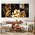 Quadro Decorativo Canvas Trio Composição Folhagens Brancas e Douradas - Imagem 2