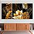 Quadro Decorativo Canvas Trio Composição Folhagens Brancas e Douradas - Imagem 1
