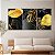 Quadro Decorativo Canvas Trio Composição Folhagens Pretas e Douradas - Imagem 2
