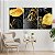 Quadro Decorativo Canvas Trio Composição Folhagens Pretas e Douradas - Imagem 4