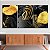 Quadro Decorativo Canvas Trio Composição Folhagens Pretas e Douradas - Imagem 1