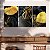 Quadro Decorativo Canvas Trio Composição Folhagens Pretas e Douradas - Imagem 3