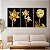 Quadro Decorativo Canvas Trio Flores Douradas em Fundo Preto - Imagem 3