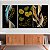 Quadro Decorativo Canvas Trio Abstrato Estilo Nórdico Penas e Folhas de Lótus - Imagem 1