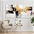 Quadro Decorativo Canvas Trio Pintura Abstrata Preto e Branco com Detalhes Dourados - Imagem 3