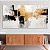 Quadro Decorativo Canvas Trio Pintura Abstrata Preto e Branco com Detalhes Dourados - Imagem 2