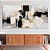 Quadro Decorativo Canvas Trio Pintura Abstrata Preto Branco e Dourado - Imagem 5
