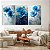 Quadro Decorativo Canvas Trio Pintura Floral Papoulas Azuis - Imagem 5