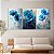 Quadro Decorativo Canvas Trio Pintura Floral Papoulas Azuis - Imagem 2