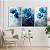 Quadro Decorativo Canvas Trio Pintura Floral Papoulas Azuis - Imagem 1
