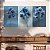 Quadro Decorativo Canvas Trio Composição Flores Azuis e Lilás - Imagem 3