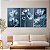 Quadro Decorativo Canvas Trio Composição Flores Azuis Pétalas Claras - Imagem 3