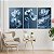 Quadro Decorativo Canvas Trio Composição Flores Azuis Pétalas Claras - Imagem 1