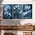 Quadro Decorativo Canvas Trio Composição Flores Azuis Pétalas Claras - Imagem 2