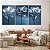 Quadro Decorativo Canvas Trio Composição Flores Azuis Pétalas e Folhas de Vidro - Imagem 1