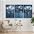 Quadro Decorativo Canvas Trio Composição Flores Azuis Pétalas e Folhas de Vidro - Imagem 3
