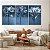 Quadro Decorativo Canvas Trio Composição Flores Azuis Pétalas e Folhas de Vidro - Imagem 3