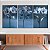 Quadro Decorativo Canvas Trio Composição Flores Azuis Pétalas e Folhas de Vidro - Imagem 1