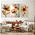 Quadros Decorativos Trio em Flutuante Flores com Pétalas Finas e Tons Terrosos - Imagem 2