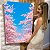 Quadro Decorativo Flutuante Paisagem Cerejeira Rosa Vertical - Imagem 1