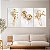 Quadros Decorativos Trio em Flutuante Flores Brancas e Douradas Vertical - Imagem 2