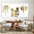 Quadro Decorativo Canvas Trio Flores em Dourado Brilhante - Imagem 2