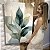 Quadro Decorativo Flutuante Folhas Esverdeadas e Fundo Abstrato Vertical - Imagem 2