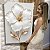 Quadro Decorativo Canvas Flor de Hibisco Branca e Dourada Luxo - Imagem 5