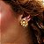 Brinco Flor Girassol Trabalhado Ouro - Imagem 2