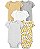 Kit com 5 Bodies Carter's Manga Curta - Amarelo/ Cinza - Imagem 1