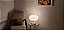 Abajur Luminaria De Mesa Vidro Redondo Branco Com Aço Escovado Booble 38Cm - Imagem 2