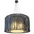 Pendente Lustre Cupula Redonda Tripla Cilindrica Tecido Voil Preto D80Cm Hermes - Imagem 1