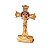 Crucifixo em Metal de São Bento Dourada Pedestal - Imagem 1