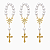 Kit Dezena Divino Espírito Santo Dourado Pérola Abs Branca 8mm (3 unidades) - Imagem 1