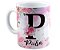 Caneca florida qualquer nome+inicial personalizado com foto - Imagem 2