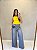 Calça Pantalona Jeans Cinza Marmorizado - Imagem 1