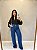 Calca Wide Leg Jeans Listrado - Imagem 1