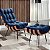 Poltrona Costela com Puff Coral Vivaro Decor Suede Azul - Imagem 1