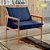 Poltronas Decorativa Jasmim Vivaro Decor Suede Azul - Imagem 1