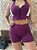 Conjunto Fitness Lilo top com zipper e shorts roxo - Imagem 3