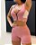 Conjunto Fitness Lilo top com zipper e shorts rosa bebê - Imagem 1