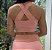 Conjunto Fitness Lilo top com zipper e shorts rosa bebê - Imagem 3