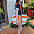 Bolsa Santos- Bolsa de Praia-modelo Grande- bolsa fio de malha - Laranja e Branco - Imagem 3