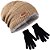 Kit Touca Gorro De Lã Forrada Com Pelúcia + Luva De Lã Preto - Imagem 6