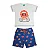 Pijama Infantil Manga Curta Branco/Azul Leão Marcus Marckids - Imagem 1