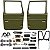 Kit Porta Dianteira Direita e Esquerda Em Fibra Toyota Bandeirante (1985 a 2001) Completo - Verde Militar - Imagem 1