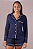 Pijama Lorena Americano Botões Blusa Longa e Short Azul Marinho - Imagem 1