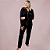 Pijama Polyanna Americano Botões Blusa Longa e Calça Preto - Imagem 1